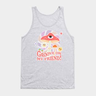 Groovy tshirt lettering, hippie, joy fly agaric Tank Top